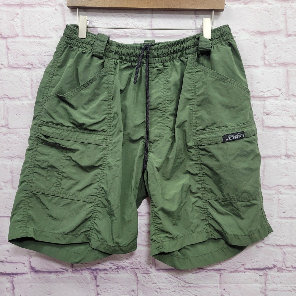 Mocean Green Tactical Cargo Shorts Mens XXL Elastic Drawstring Outdoor Gorpcore